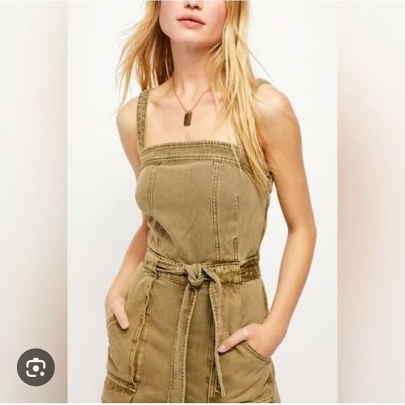FREE PEOPLE go West Denim Jumpsuit - Picture 2 of 8